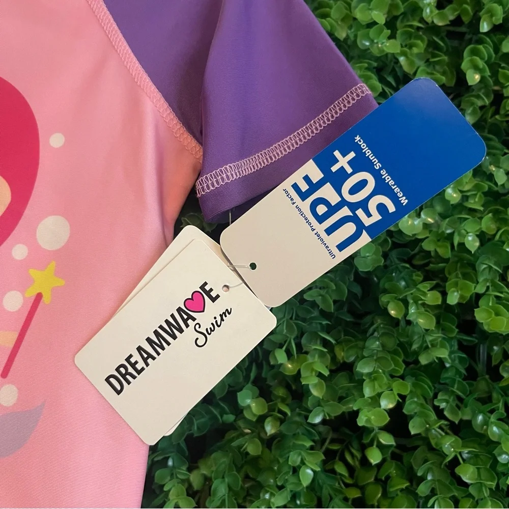 Dreamwave Swim Toddler 2pc Rashgaurd Mermaid Swim Set 3T Quick Dry pink Purple